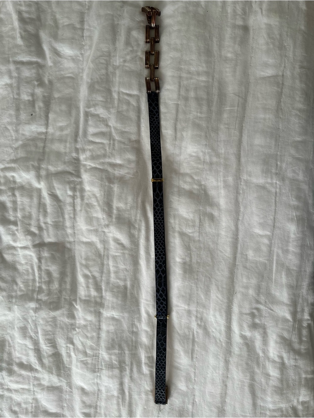 Blue snakeskin  KENNETH J LANE vintage women’s Belt with Genuine leather
